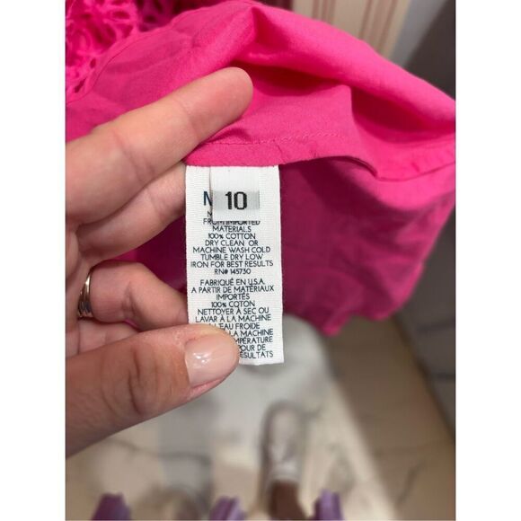 MDS Stripes Pink Eyelet Peasant Dress size 10 - Picture 5 of 7